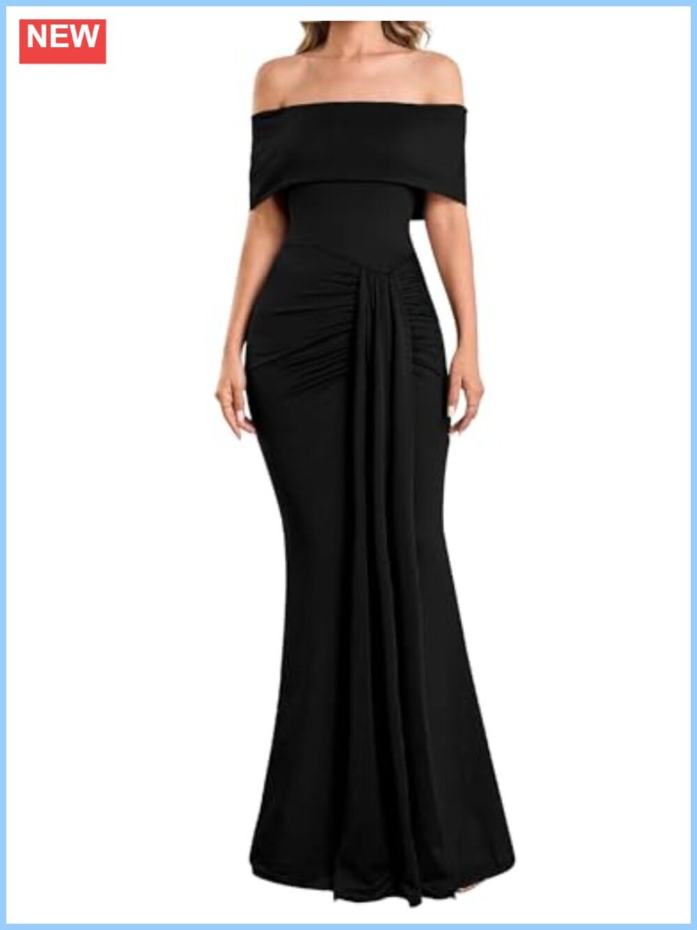 Off Shoulder Sleeveless Long Mermaid Formal Dress Bodycon Ruched Wedding Guest